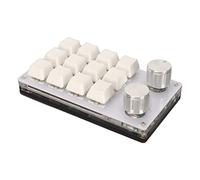BROLEO Mini clavier, interrupteur bleu, clavier acrylique programmable avec une seule main, 12 touches avec 2 boutons pour PC (blanc #13)