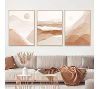 BRoleo Minimaliste Beige Boho Montagne Soleil Paysage Milieu Du Siècle Affiche Toile Peintures Mur Art Impressions Photo Chambre Décoration De La Maison/Pas De Cadre