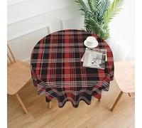 BROLEO Nappe circulaire à carreaux rouge et noir de 152,4 cm, imperméable et résistante aux taches, adaptée pour les restaurants