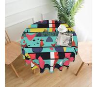 BROLEO Nappe circulaire à motifs géométriques de 152,4 cm, imperméable et résistante aux taches, adaptée pour les restaurants