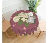BROLEO Nappe circulaire blanche imprimée rose d'amour de 152,4 cm, imperméable et résistante aux taches, adaptée pour les restaurants