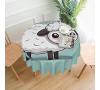BROLEO Nappe circulaire de 152,4 cm avec imprimé mouton de dessin animé, imperméable et résistante aux taches, adaptée pour les restaurants