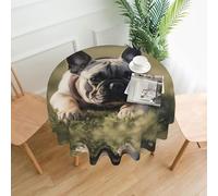 BROLEO Nappe circulaire de 152,4 cm avec motif bouledogue français, imperméable et résistante aux taches, adaptée pour les restaurants
