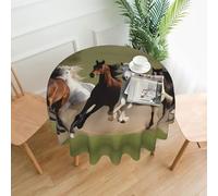 BROLEO Nappe circulaire de 152,4 cm avec motif chevaux au galop - Imperméable et résistante aux taches - Convient pour les restaurants