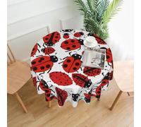 BROLEO Nappe circulaire de 152,4 cm avec motif coccinelles - Imperméable et résistante aux taches - Convient pour les restaurants
