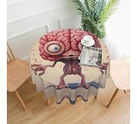 BROLEO Nappe circulaire imprimée cerveau humain 152,4 cm imperméable et résistante aux taches, adaptée pour les restaurants