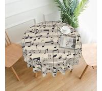 BROLEO Nappe circulaire imprimée de notes de musique de 152,4 cm, imperméable et résistante aux taches, adaptée pour les restaurants