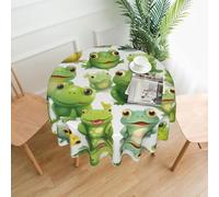 BROLEO Nappe circulaire imprimée grenouilles mignonnes de 152,4 cm, imperméable et résistante aux taches, adaptée pour les restaurants
