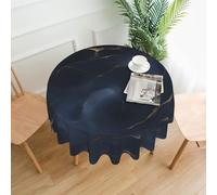 BROLEO Nappe circulaire imprimée marbre bleu foncé de 152,4 cm, imperméable et résistante aux taches, adaptée pour les restaurants