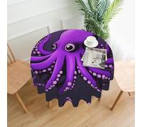BROLEO Nappe circulaire imprimée pieuvre violette de 152,4 cm, imperméable et résistante aux taches, adaptée pour les restaurants