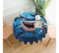 BROLEO Nappe circulaire imprimée requins de dessin animé de 152,4 cm, imperméable et résistante aux taches, adaptée pour les restaurants