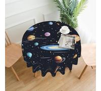 BROLEO Nappe circulaire imprimée Solar Family de 152,4 cm, imperméable et résistante aux taches, adaptée pour les restaurants