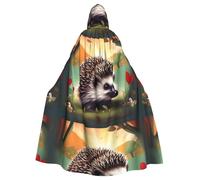 BROLEO Nature Lovely Hedgehog Lovers Prints Halloween Adulte Cape à capuche sans fermeture éclair, confortable pour les fêtes costumées