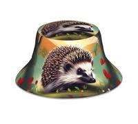 BROLEO Nature Lovely Hedgehog Lovers Prints Réfléchissant Bob Chapeau léger, respirant, pliable pour homme et femme Noir