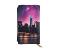 BROLEO New York Night Sky Picture Portefeuille long en cuir pour filles et femmes à la mode - Durable, élégant et fonctionnel, Noir , Taille unique