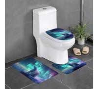 BROLEO Northern Lights Lot de 3 tapis de sol antidérapants à séchage rapide Motif ours polaire
