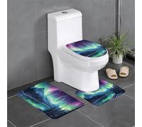 BROLEO Northern Lights Lot de 3 tapis de sol antidérapants pour salle de bain