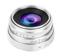 BROLEO Objectif de 35 mm F1.6, objectif grande ouverture, taille de filtre de photographe M4/3 de 37 mm pour FX NEX (Silver)