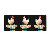 BROLEO Old Hen and her Colorful Eggs Print Tapis de souris extra large pour ordinateur de bureau d'ordinateur Clavier de jeu antidérapant Version épaisse 30,5 x 80 cm