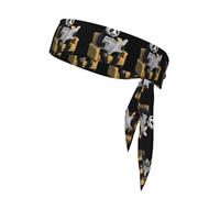BROLEO Panda lisant un journal imprimé foulard sport, absorbant la transpiration et respirant, bandeau de mouvement, foulard double face