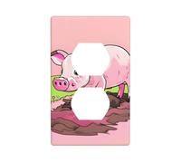 BROLEO Panneau mural décoratif à double prise rose porcelet durable et adapté aux accessoires d'interrupteur de douille 11,4 x 7 cm