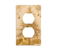 BROLEO Panneau mural double en soie dorée pour prise de courant électrique incassable et durable, 11,4 x 7 cm