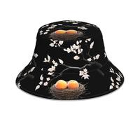 BROLEO Peaches in The Bird's Nest Prints Chapeau bob réfléchissant Hommes et femmes Casual Outdoor Noir