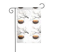 BROLEO Pêches dans le nid d'oiseau imprimé mât de drapeau de jardin extérieur décoration cour double face 30,5 x 45,7 cm