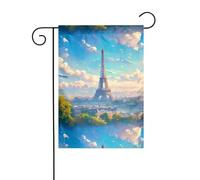 BROLEO Peinture à l'huile Paris Tour Eiffel Impression Quatre Saisons Jardin Drapeau Cour Décoration 30,5 x 45,7 cm