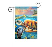 BROLEO Peinture diamant motif tortues de mer 4 saisons drapeau de jardin décoration cour 30,5 x 45,7 cm