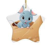 BROLEO Pendentif de Noël en céramique avec motif petite souris dans le bac à sable Facile à accrocher, très approprié pour décorer les arbres de Noël