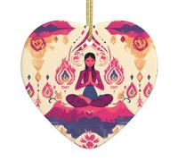 Broleo Pendentif en céramique avec impression de yoga et méditation - Cadeau de Noël