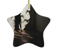 BROLEO Pendentif étoile de Noël en céramique motif ombre horrible facile à accrocher, très approprié pour décorer les arbres de Noël