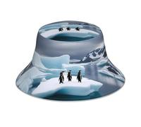 BROLEO Penguins On The Iceberg Prints Chapeau bob réfléchissant pour homme et femme Style décontracté Noir