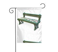 BROLEO Pétales sur un banc imprimé mât de drapeau de jardin décoration de cour extérieure double face 30,5 x 45,7 cm