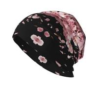 BROLEO Petals Flying All Over The Sky Prints Chapeau tricoté pour adulte, chapeau haricot décontracté, chapeau élastique sans bord, unisexe noir