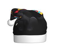 BROLEO Petit chat noir mangeant une sucette chapeau de Noël pour adulte pour homme et femme vêtements bandeau pour les occasions festives