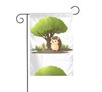 BROLEO Petit hérisson sous l'arbre de fleurs imprimé quatre saisons drapeau de jardin décoration cour 30,5 x 45,7 cm