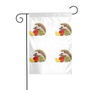 BROLEO Petit hérisson sur un fruit - Mât de drapeau de jardin - Décoration de cour extérieure - Tendance - 30,5 x 45,7 cm