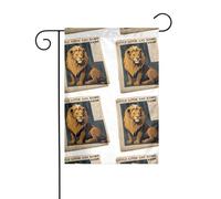 BROLEO Petit lion sur un journal imprimé mât de drapeau de jardin extérieur décoration de cour mode 30,5 x 45,7 cm