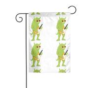 BROLEO Petit monstre jouant de la guitare Impression Mât de drapeau extérieur Décoration de cour 30,5 x 45,7 cm