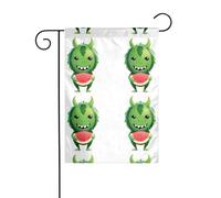 BROLEO Petit monstre mangeant de pastèque imprimé mât de drapeau de jardin extérieur décoration tendance 30,5 x 45,7 cm