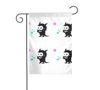 BROLEO Petit monstre soufflant des bulles - Mât de drapeau de jardin extérieur - Décoration tendance - 30,5 x 45,7 cm