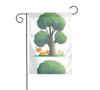 BROLEO Petit renard derrière l'arbre imprimé mât de drapeau de jardin extérieur décoration cour double face 30,5 x 45,7 cm
