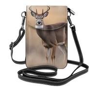 BROLEO Petit sac à bandoulière à rabat en cuir avec imprimé cerf à queue blanche, imperméable et durable