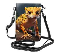 BROLEO Petit sac à bandoulière à rabat en cuir imprimé léopard Little Gecko pour femme, imperméable et durable