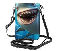 BROLEO Petit sac à bandoulière à rabat en cuir pour femme avec motif requins de dessin animé, imperméable et durable