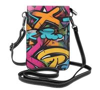 BROLEO Petit sac à bandoulière à rabat en cuir pour femme Motif graffiti Skateboard imperméable et durable