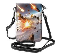 BROLEO Petit sac à bandoulière en cuir pour femme avec impression d'impact astéroïde, imperméable et durable