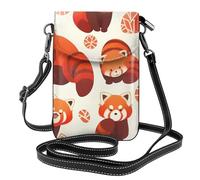BROLEO Petit sac à bandoulière en cuir pour femme avec imprimé panda rouge, imperméable et durable